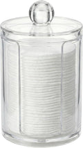 10oz Cotton Round Holder with Lid, Clear Plastic Makeup Pad Organizer with U-Shaped Side Slot, Vertical Dispenser for Cosmetic Cotton Rounds and Makeup Remover Pads, Compact Storage
