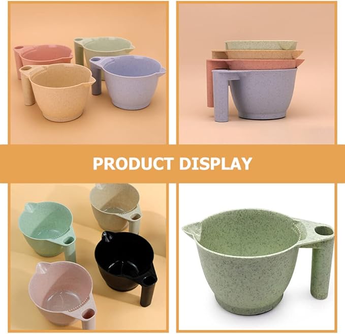 minkissy 2pcs Hair Dye Tools Color Mixing Bowls Color Bowls for Hair Salon Plastic Dye ful Mixing with Handle Kit Tinting