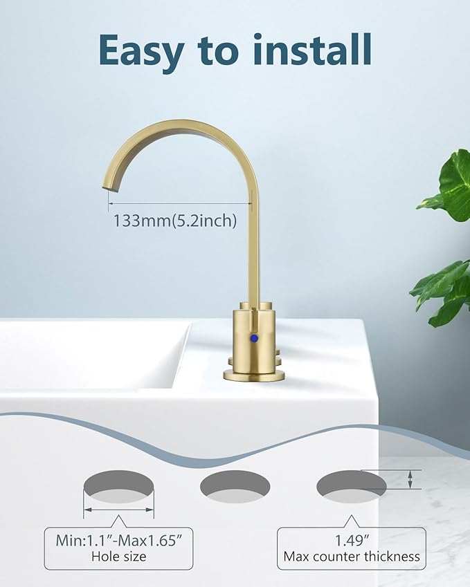 Aolemi Bathroom Faucets 3 Hole,8 Inch Widespread Waterfall Bathroom Sink Faucet,2 Handles Vanity Faucet with Pop-up Drain and Supply Hose,Brushed Gold