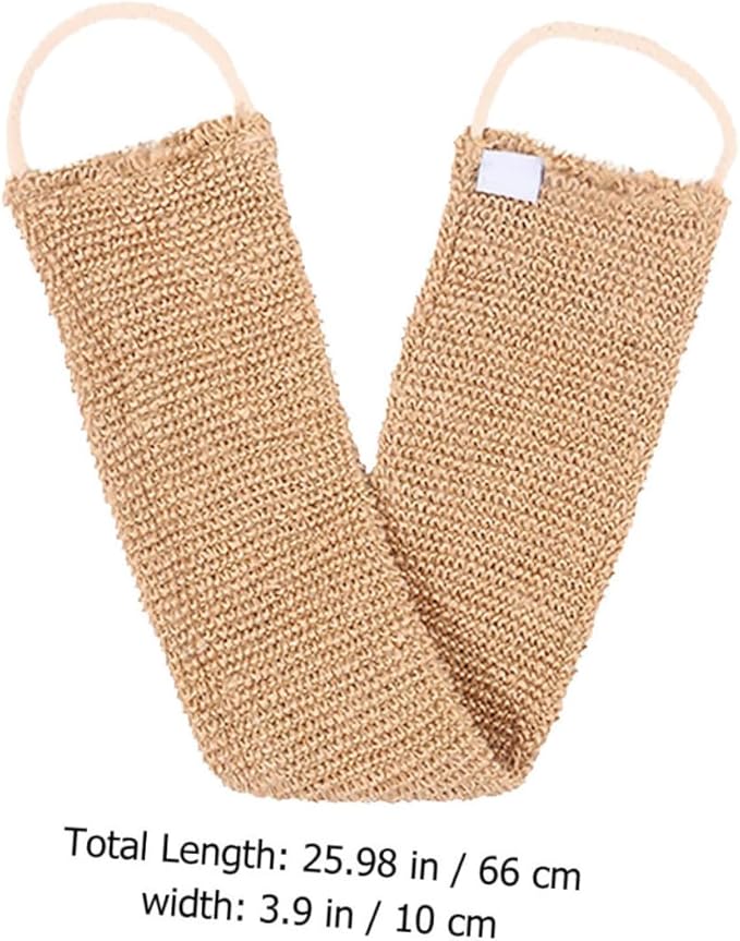 2Pcs Back Scrubber Strap Exfoliating Bath Towel for Back Washing Ramie Jute Material Shower Accessory for Skin Care and Relaxation
