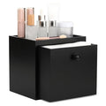 Disposable Face Towel with Bamboo Drawer Storage Box - Face Towelettes Disposable XL, Facial Towels Makeup Organizer for Clean Face Towels, Makeup Remover Washcloths 50 Ct-Black Box