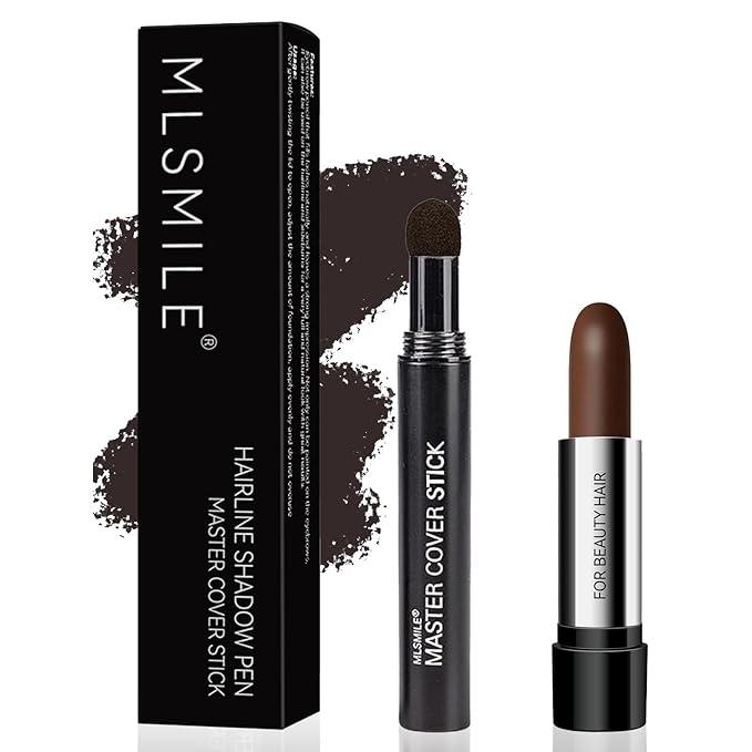 Root Touch Up Set - Hair Color Stick & Dye Pen, 2 Powder Shadows, Instant Gray Hair Coverage, Cover Hairline Precisely & Naturally, Portable Grey Hair Concealer for Men Women - Dark Brown