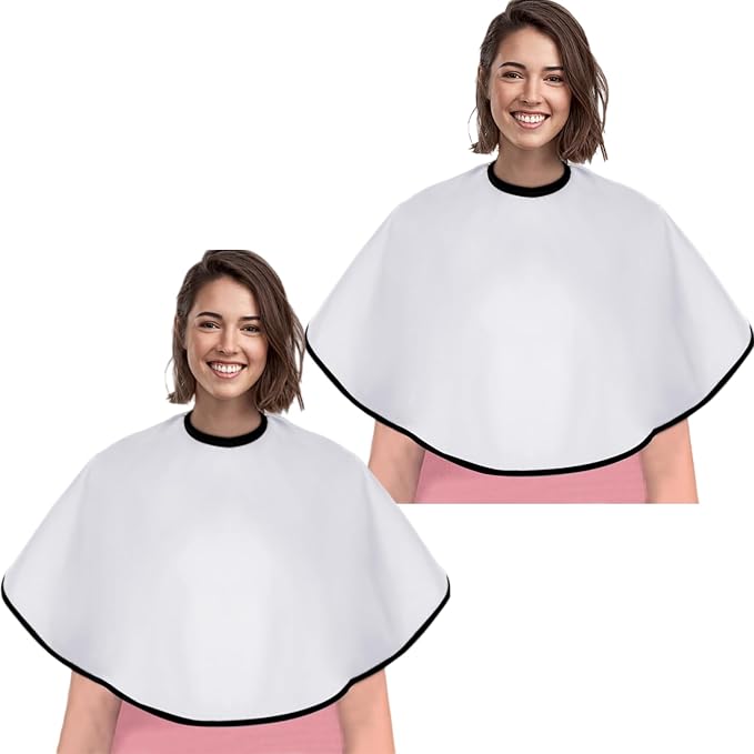 Short Barber Cape, Waterproof Nylon Salon Hair Cutting Cape, Makeup Artist Cape for Hair Dye, Comb-out, Styling, Shampoo