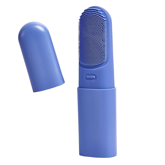 Silicone Face Scrubber with Heated,3 Modes Waterproof Rechargeable Portable Travel Size Makeup Remover Cleansing, Exfoliating and Massaging Facial Scrubber for Men &Women(Deep Ocean Key Blue)