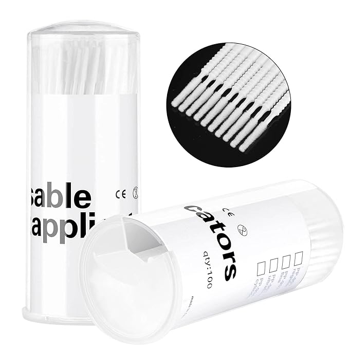 200 Pieces Disposable Micro Brush Applicator Microswabs for Eyelash Extension Removing Tools, Mini Cotton Swab Brushes for Makeup and Personal Care (White)