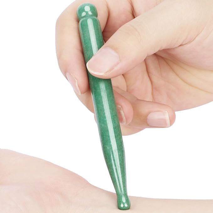 ideayard Jade Gua Sha Pen Trigger Point Massage Therapy Scraping Tool, Reflexology Acupressure Pen for Deep Tissue