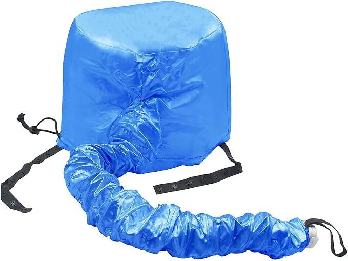 Hair Dryer Bonnet Attachment for Hair Styling and Drying at Home, Soft Adjustable - Blue