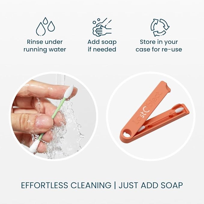 LastSwab® Reusable Cotton Swabs for Gentle and Eco-Friendly Beauty Routines - The Sustainable Alternative to Single-Use Q Tips - Zero Waste & Easy to Clean - Comes with a Convenient Travel Case Holder