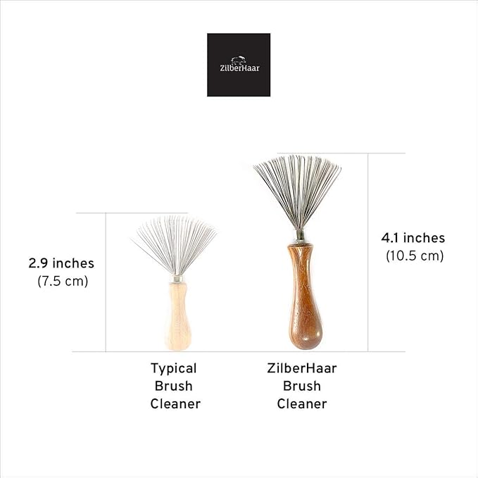 ZilberHaar Brush Cleaner - Beard and Hair Brush Cleaner Tool - Hand-Made Natural Hairbrush Cleaner Tool - 4.3 Inches Long and 1.9 Inches Wide at Rake End