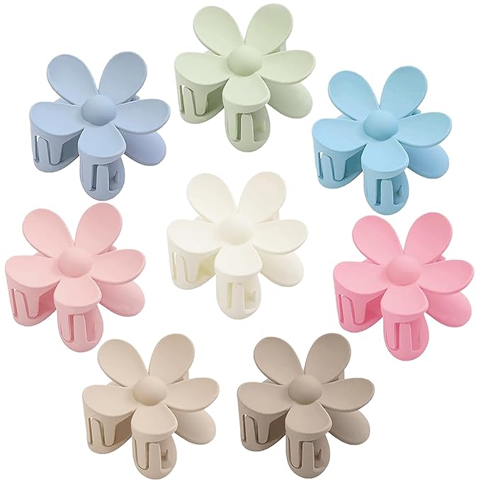 Flower Hair Clips 8PCS Large Claw Clips for Women Girls Thick Hair Large Daisy Hair Clips Matte Claw Clips Non Slip Strong Hold for Thin Hair 8 Colors