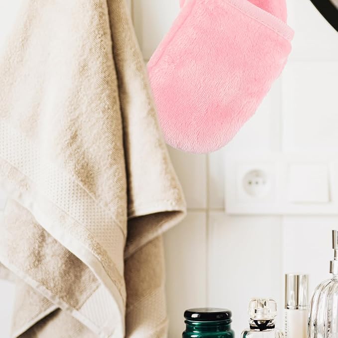 6pcs Washing Gloves Facial Towel Pink Towels Face Cleaning Tool Mitt Facial Cleansing Cloths Gloves for Cleaning Make up Travel Makeup Fine Fiber