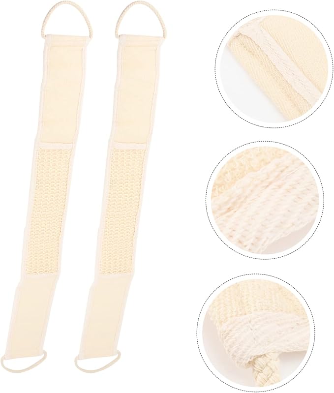 2Pcs Exfoliating Bath Scrubber Shower Back Strap Spa Skin Cleaning Brush for Men Women for Reaching Hard to Access Areas for Smooth Skin