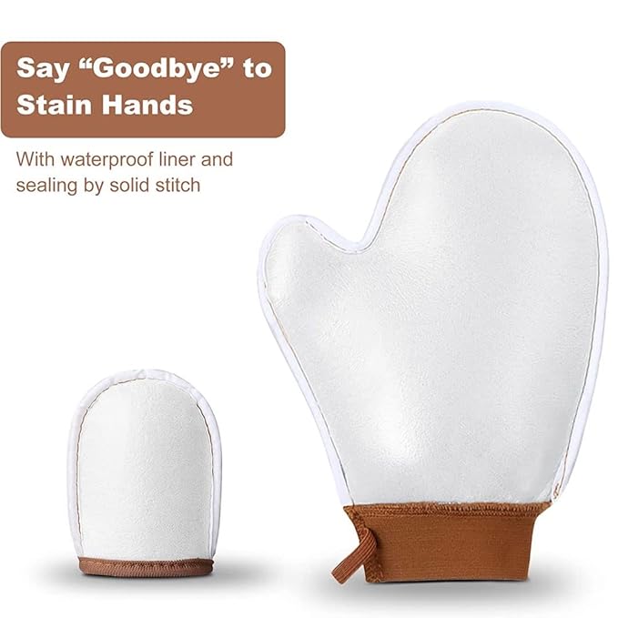 3-Pack Self Tanning Mitt Set Include Self Tanner Back Applicator with Velvet Soft Texture and Elastic Cuff Design - Perfect for Back, Legs & Full Body Application, Streak-Free Sunless Tanning at Home