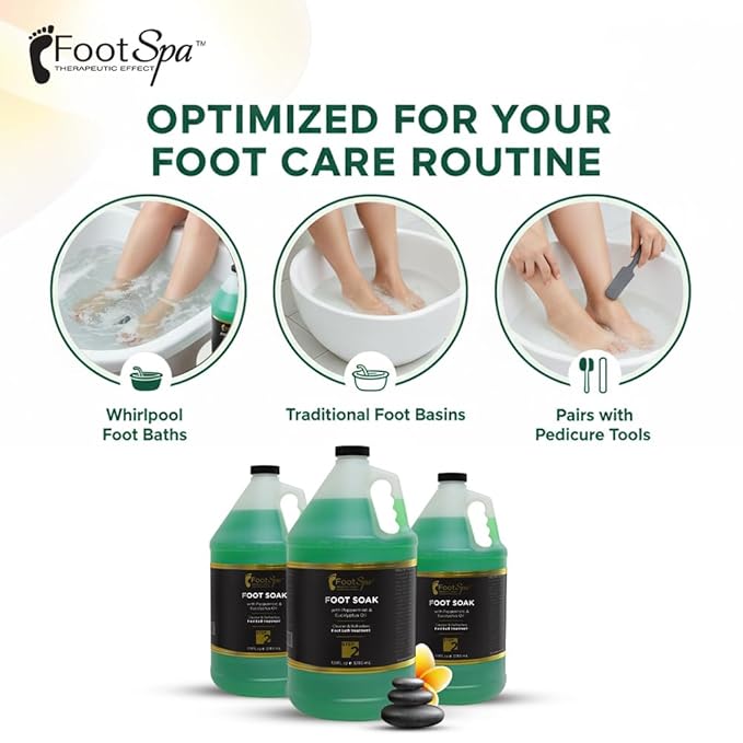 FOOT SPA - Foot Soak - Cleanses, Softens, and Refreshes - Made With Eucalyptus & Peppermint Oil - 128 Oz Gallon - Bulk, Refill Gallon
