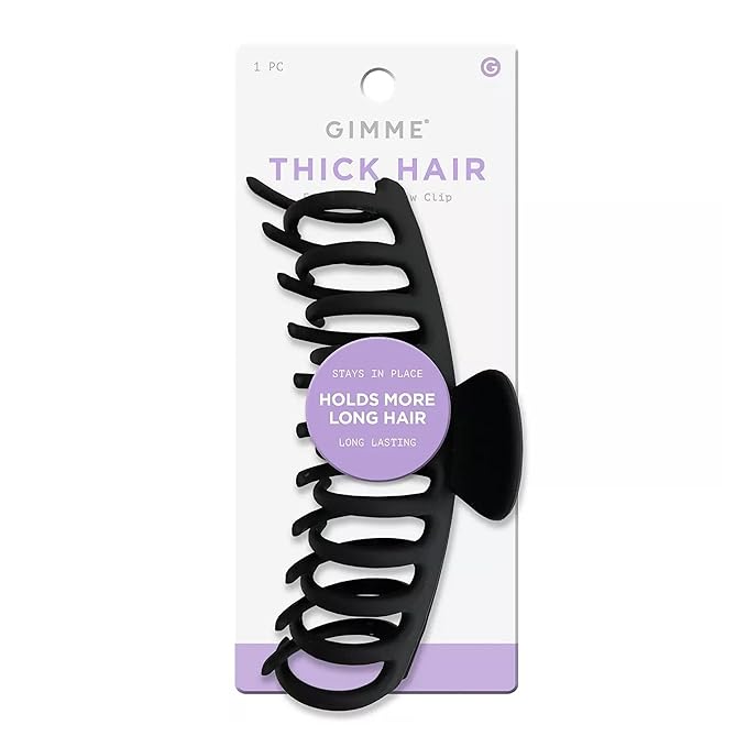 Gimme Beauty XL Barrel Claw Clip for Thick Hair - Double Row Holder for Maximum Volume - Large Non-Slip Accessory - Trendy Hair Care Essential - Black