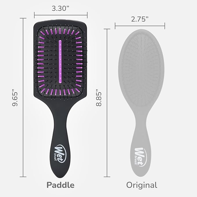 Wet Brush Refresh and Extend Paddle Detangler, Black, Detangling Brush with Infused Charcoal Ultra-Soft IntelliFlex Bristles For All Hair Types, Removes Dirt, Excess Oils & Impurities