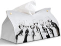 Blck And White Cheers Leather Tissue Box Cover Rectangle,Holiday Party Decor Toilet Paper Box Holder,Decorative Facial Paper Case for Living Room Bathroom Kitchen Office Desk,9.8x5.9x5.9In