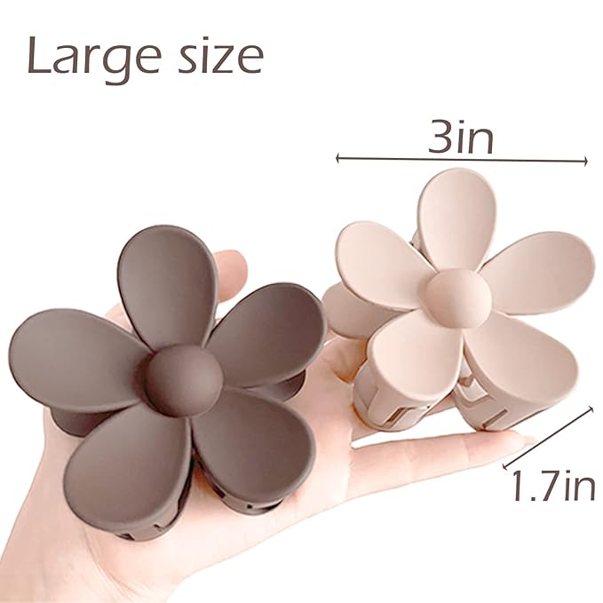 Flower Hair Clips 8PCS Hair Claw Clips For Women Thick Hair Matte Large Claw Clips Hair Jaw Clips Cute Big Dasiy Hair Clips Non Slip Strong Hold For Women Thin Hair, Hair Accessories For Women Girls Gifts 8 Colors