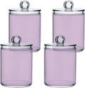 Thistle Purple Qtip Holder Organizer Dispenser Cotton Swabs Cans Plastic Jars with Lid Set 4 Pack Bathroom Storage Canister for Cotton Ball Floss Cotton Pads