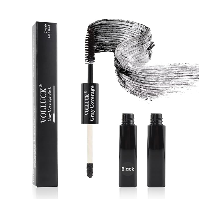 Root Touch Up, Instant Gray Hair Cover Concealer Stick, 2-In-1 Double Head Hair Color Finishing Stick, Hair Mascara Brush for Eyebrow& Beard (Black, 0.23 Fl oz)