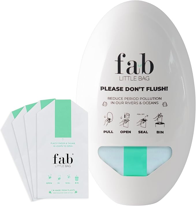 Fab Little Bag Feminine Hygiene Disposable Bags Set for Tampons and Sanitary Pads, Feminine Care Products Kit, Comes with 100 Bags and the Dispenser