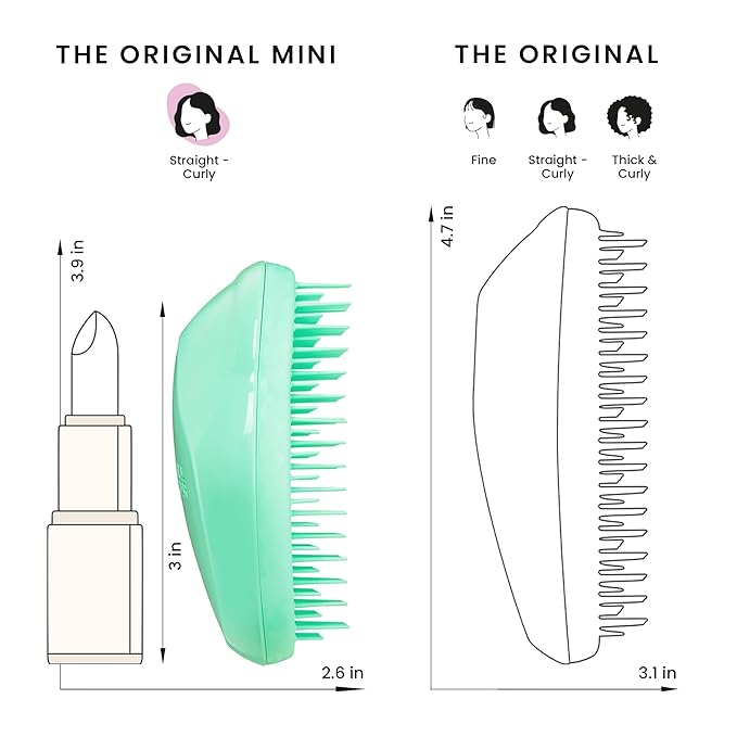 Tangle Teezer Original Detangler Brush, Dry & Wet Travel Size Mini Hair Brush, for Kids & All Hair Types, Paradise Green