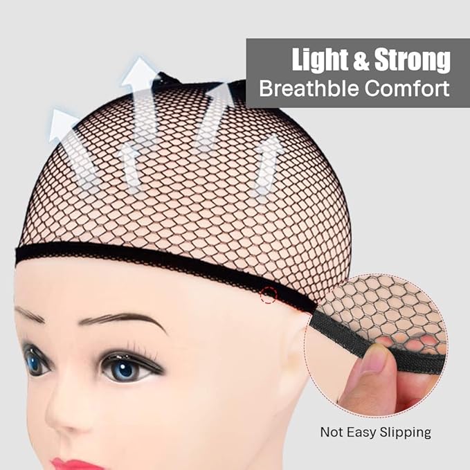 MORGLES Mesh Wig Cap for Women Men, 6PCS Hair Net for Wig Closed End, Brown, Beige, Black