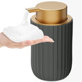Ceramic Foaming Soap Dispenser, 12 oz Bathroom Foam Hand Soap Dispenser, Refillable Lotion Soap Dispenser with Removable Pump for Kitchen Hand Wash Dispenser, Modern Home Decor (Matte Grey)
