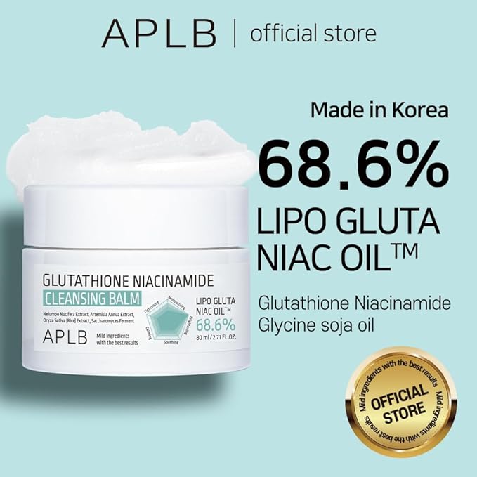 APLB Glutathione Niacinamide Cleansing Balm | LIPO GLUTA NIAC OIL™ 68.6% 2.71 FL.OZ/Korean Skincare, Makeup remover for sensitive skin, Moisturize, Pore care