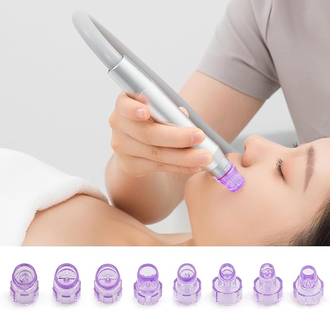 Elitzia Plastic Dermabrasion Microderma Heads Facial Aqua Peel Tips Water Peeling Caps Facial Care Skin Cleaning Tool Beauty Machine Replacement Spare Parts 8pcs Per Set（Purple）