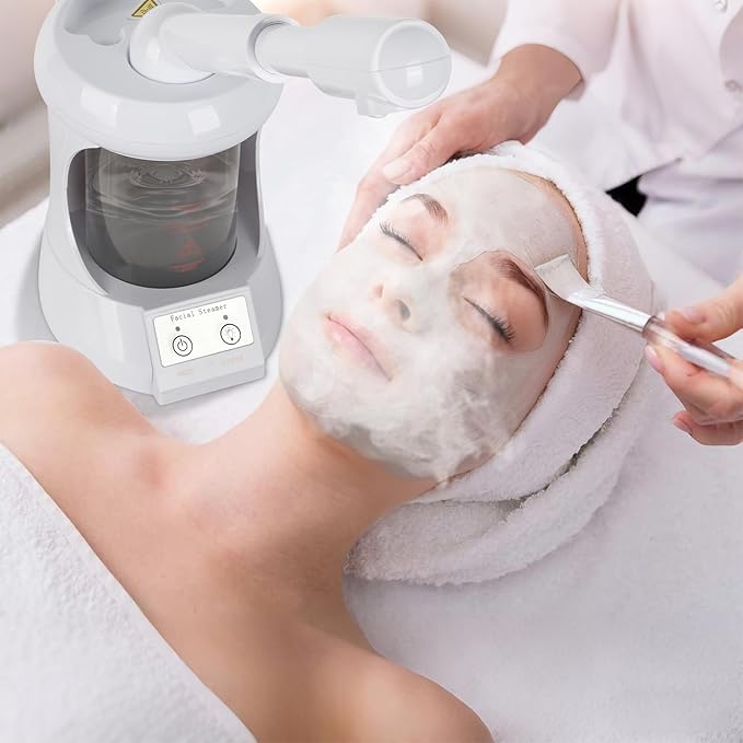 Facial Steamer, Facial Steamer Professional Tabletop with Extendable Nozzle, Portable Nano Ionic Face Steamer for Home Use（White）