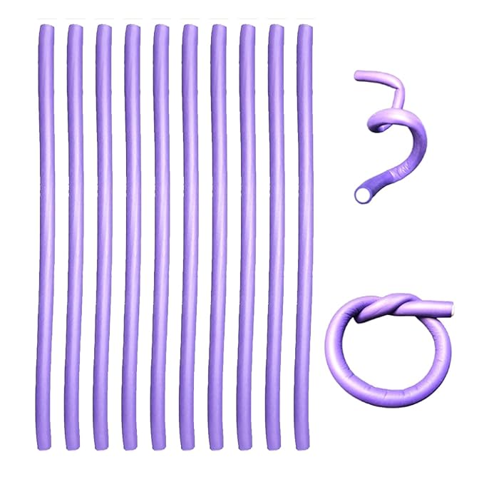 10 Pcs 9.45'' Purple Flexible Curling Rods Twist Foam Hair Rollers Soft Foam No Heat Hair Rods Rollers Curler for Women with Long and Short Hair (Purple, 0.31 x 9.45in)