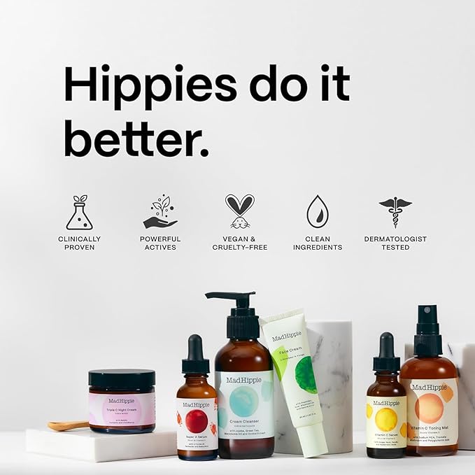 Mad Hippie MicroDermabrasion Facial - Exfoliating Face Scrub with Glycolic Acid, Mandelic Acid, AHA Complex & Hyaluronic Acid, 2.1 Fl Oz