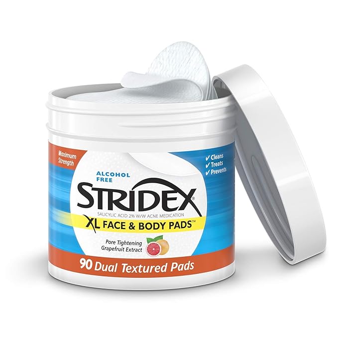 Stridex Face Body Pads, 90 Count, Pack of 2 | XL Size