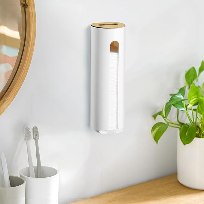 Cotton Pad Holder, Wall Mounted Cotton Rounds Holder Dispenser Face Pad Holder Makeup Organizers Containers for Bathroom