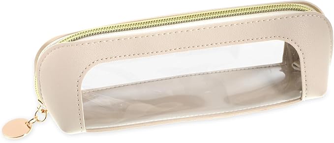 Clear Makeup Bag PU Leather Mini Makeup Pouch Transparent Portable Makeups Brush Case Travel Cosmetic Bag Waterproof Cosmetic Organizer Pouch with Zipper for Women Travel Office Home Makeups Storage