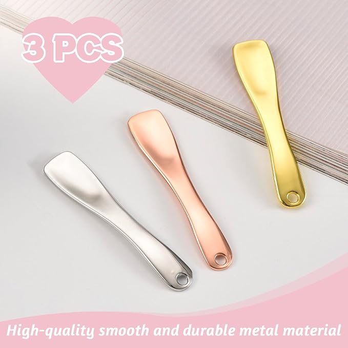 Metal Makeup Spatula Tool - Spatula for Skincare, Cosmetic Scoop for Creams, Lotions, Masks - Makeup Spatula in Rose Gold, Silver and Gold Colors