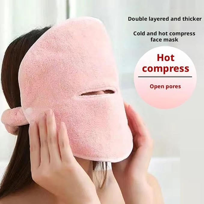 Face Steaming Towel,Hot Compress Face Towel Masks,Reusable Face Masks Skincare Facial Steamer Towel for Hot Cold Skin Care,Towel Steamer for Facials,Spa Towels Beauty Facial Towel for Women (B)