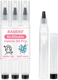 Cuticle Oil Pen Refillable - Empty Nail Oil Pen with Brush Tip Reusable Press Applicator Transparent Cosmetic Containers for Nail Oil Eyelash Growth Liquid Cosmetic Lip Gloss (3 Pack 6ml)