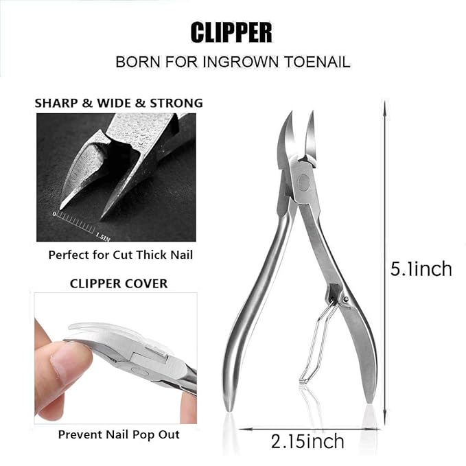 JTIEO 9PCS Toenail Clippers Toe Nail Clippers Podiatrist Toenail Clippers Toenail Clippers for Thick Nails Toe Nail Kit Stainless Steel Toenail Clipper Ingrown Toenail Tool Toe Nail Kit (Silver)