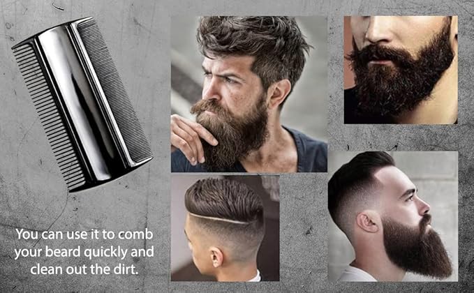 Favorict (3 Pack) 3.5" Pocket Hair Comb Beard & Mustache 2 Sides Combs for Men's Hair Beard Mustache and Sideburns (Black)