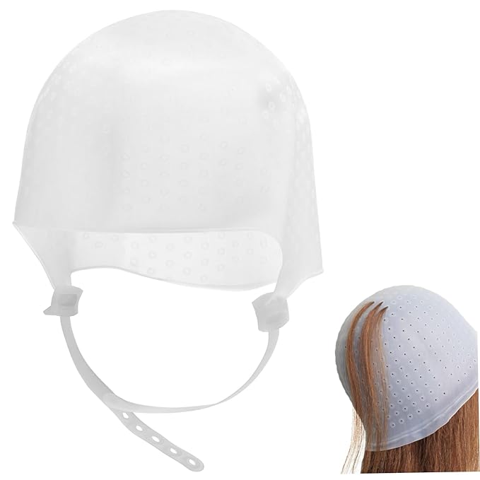 Highlight Cap Highlight Caps for Hair, Soft Comfortable Silicone Hair Highlighting Cap with Adjustable Strap, Reusable Dye for Dyeing Salon