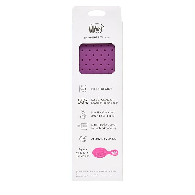 Wet Brush Paddle Detangler Hair Brush, Purple Frost - Ultra-Soft IntelliFlex Detangling Bristles with AquaVent Design - Spread Hair Treatments Evenly - Glides Through Tangles For All Hair Types