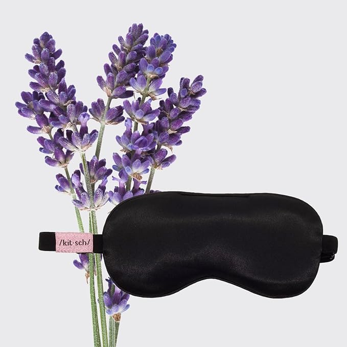 Kitsch Weighted Satin Sleep Mask - Weighted Eye Masks for Sleep and Travel - Lavender Ultra-Soft Sleeping Eye Mask for Women and Men - Light Blocking, Adjustable Strap, (4.1oz/116g)