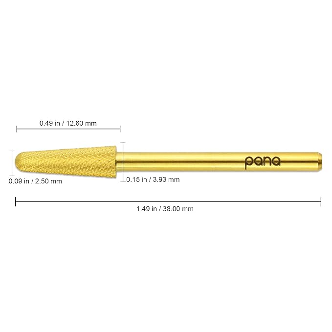 USA PANA Professional 3/32" Shank Size - Cone Shape Carbide Bit - Nail Drill Bit for Manicure Pedicure Tools Dremel Machine - Gold, Silver (Extra Fine, Gold)