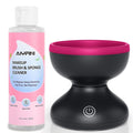 Alyfini Makeup Brush Cleaner Machine + Cleanser Solution Combo, Powerful for Tough Residue on Make Up Brushes/Sponges/Puffs