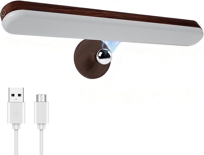 Vanity Light for Mirror with 4000mAh Rechargeable Battery, Touch Control Dimmable Makeup Light with 3 Color Modes, Magnetic 360° Adjustable LED Bathroom Mirror Light, Dark Wood
