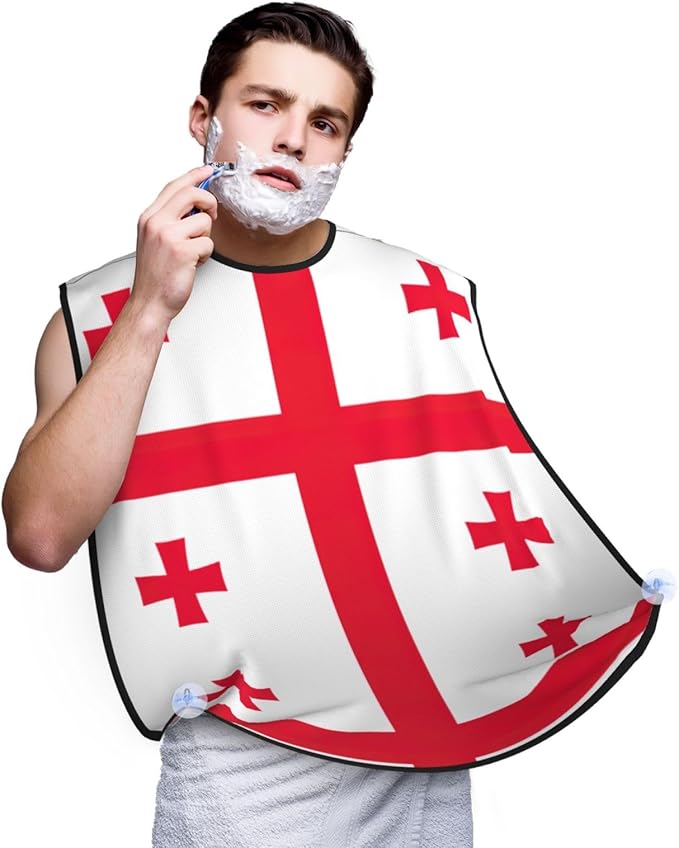 Flag Of Georgia Print Beard Bib Shaving Apron, Beard Hair Trimming Cape Gift For Dad