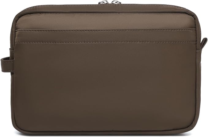 Storage Bag-arge Cosmetic Bag for Women Travel Makeup Bag Zip Up Bag Pure Cotton Canvas Can be Suspended (Brown)