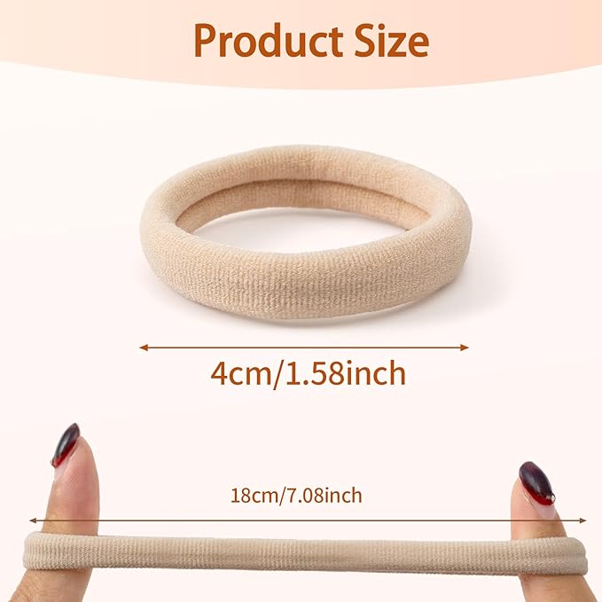 Bessrung 100 PCS Seamless Nylon Hair Ties, No Damage Elastics Hair Ties for Women Girls, Soft Stretchy Ponytail Holders for Thin Thick Hair, Snag-Free Hair Bands(Beige Color)